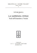 Copertina  La sapienza civile : studi sull'umanesimo a Venezia