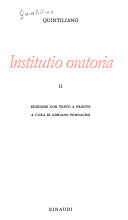 Copertina  Institutio oratoria