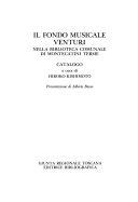 Copertina  Il fondo musicale Venturi nella Biblioteca comunale di Montecatini Terme : catalogo