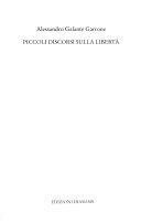 Copertina  Piccoli discorsi sulla libertà